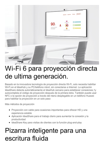 HUAWEI IdeaHub S2, Pantalla interactiva para Colaboración Inteligente, 65", 4K UHD, Harmony OS, Wi-Fi 6, Cámara inteligente, Funcionalidad BYOM.