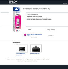 TINTA EPSON 544 T544320-AL MAGENTA BOTE ECOTANK L3110/L3150/L1110/L5190 (7 500 PAG)