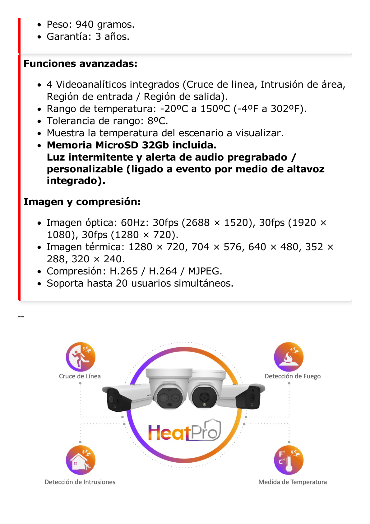 Turret IP Dual / Térmica 1.8 mm (160 x 120) / Óptico 2 mm (4 Megapixel) / Detección de Personas 53 mts / 15 mts IR / Exterior IP67 / PoE / Termométrica / Detección de Temperatura / Sirena y Luz / Micro SD 32 GB Incluida