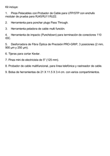 Juego de 9 Herramientas para Instalador de Redes. Incluye bolsa de viaje