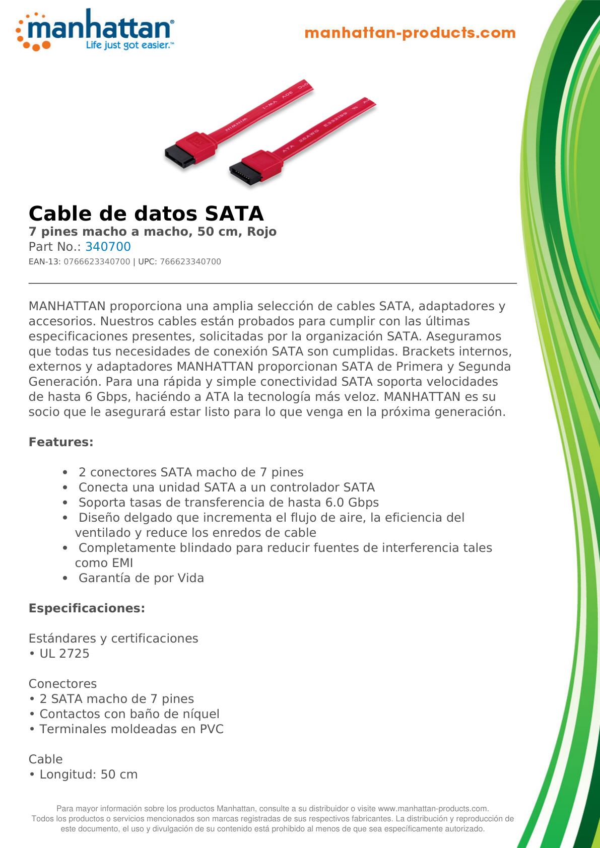 CABLE SATA MANHATTAN  50CM