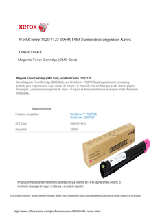 TONER XEROX 006R01463 MAGENTA WorkCentre7120/7125/7220/7225 (15 000 PAG)