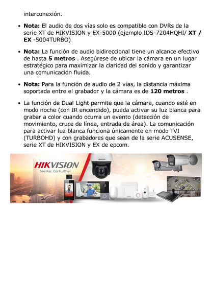 [Audio Bidireccional + Dual Light + ColorVu] Bala TURBOHD 2 Megapixel (1080p) / Lente 3.6 mm / 40 mts IR EXIR + 40 mts Luz Blanca / Micrófono y Bocina Integrado / Exterior IP67 / dWDR