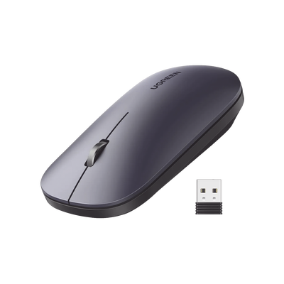 Mouse inalámbrico 2.4 GHz | Ultra Delgado y Silencioso | DPI 1000/1600/2000/4000 (Ajustable)  | Alcance 10m | Scroll de Aluminio | Adaptable a diferentes superficies | Diseño suave al tacto | Contiene Receptor USB | Color Negro.