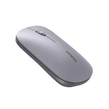 Mouse inalámbrico 2.4 GHz | Ultra Delgado y Silencioso | DPI 1000/1600/2000/4000 (Ajustable) | Alcance 10m | Scroll de Aluminio | Adaptable a diferentes superficies | Diseño suave al tacto | Contiene Receptor USB | Color Gris.