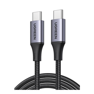 Cable USB-C a USB-C | 2 Metros | Potencia de Carga 240W | 48V/5A | PD3.1 /3.0 | 480 Mbps | Chip E-Market | Carcasa de Aluminio | Nylon Trenzado.