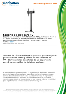 SOPORTE PARA TV MANHATTAN TIPO STAND 40KG 37 A 70 PULG