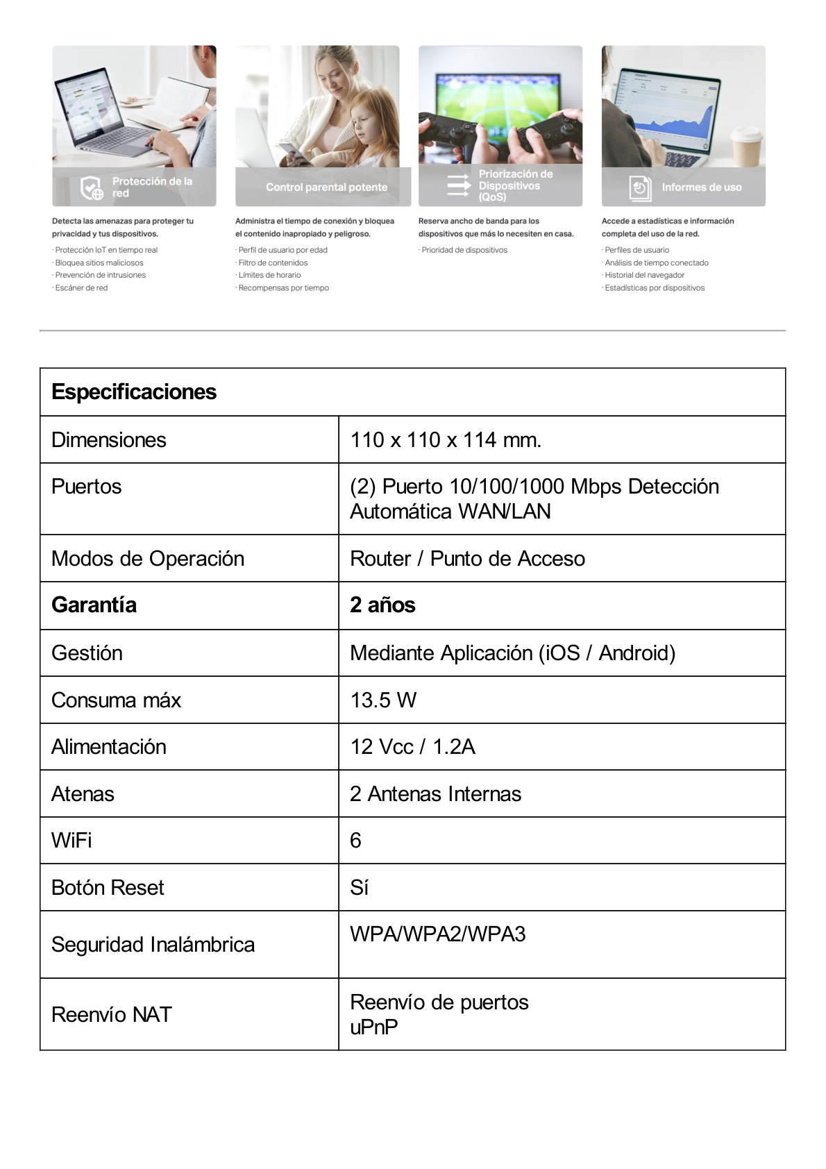 Kit 3 Routers Inalámbricos MESH Interior para Hogar / Doble Banda Wi-Fi 6 AX1800 Mbps / 2 Puerto Gigabit WAN/LAN / 2 Antenas Internas / Administración Mediante la App Deco (iOS, Android) / Protección HomeShield