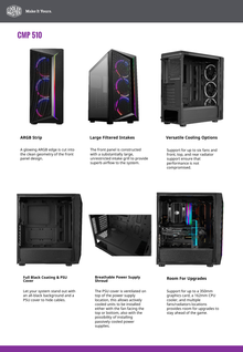 Gabinete Cooler Master CMP 510 ATX/Micro ATX/Mini-ITX 3 Ventiladores ARGB Negro