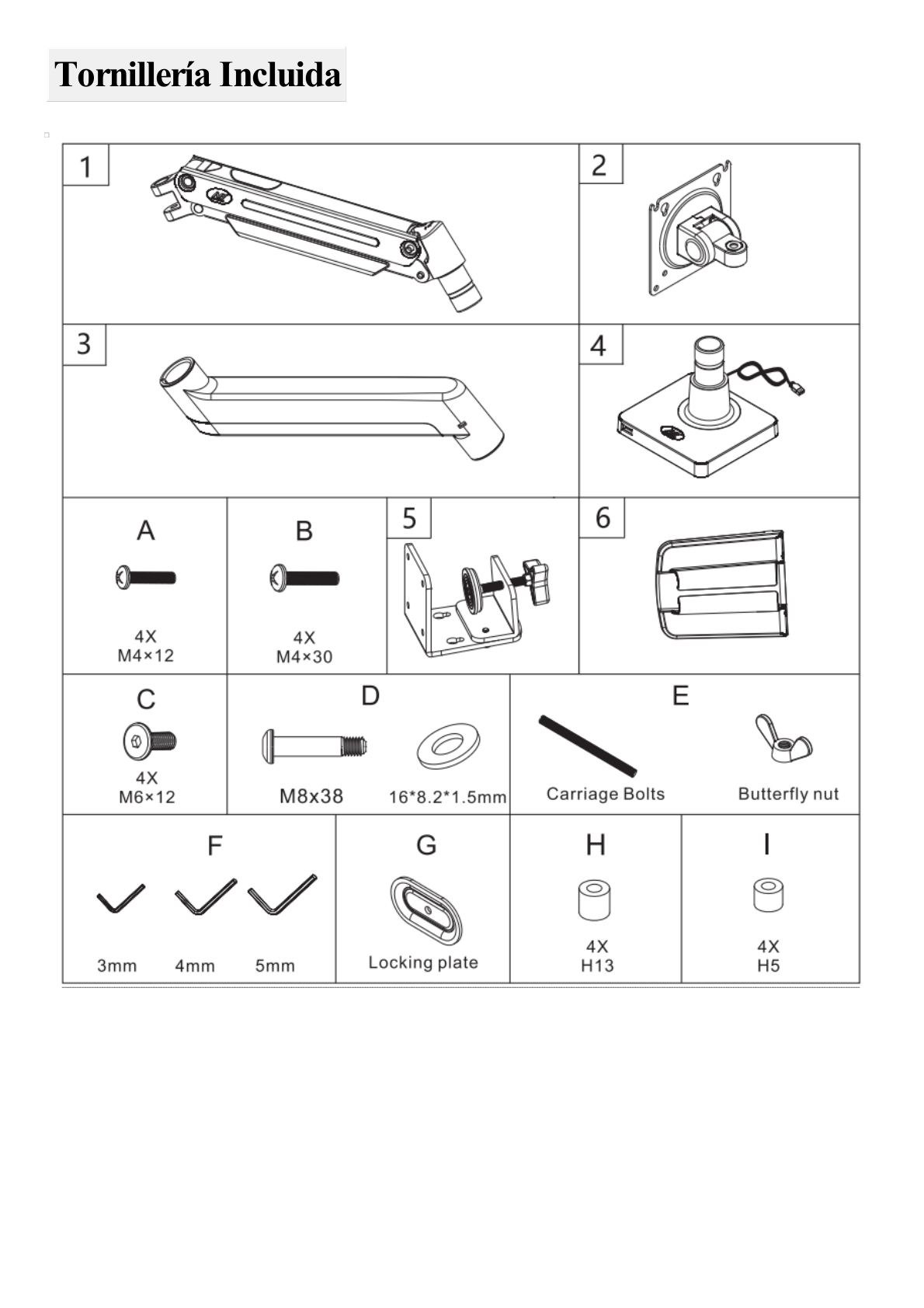 Montaje de Escritorio Articulado para Monitores de 22-40" / Soporta hasta 15 kg / Vesa 75 x 75 / 100 x 100 / Acero / Giro: 360°