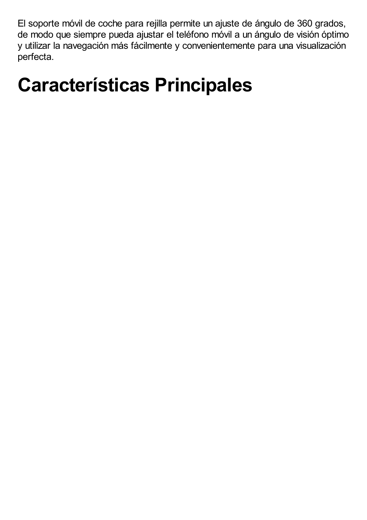 Soporte de Celular para Automóvil en Rendija de Ventilación / Sistema de Gravedad / Rotacion de 360° /Angulo Multiple / Almohadillas de Goma Antideslizantes / Amplia Compatibilidad con dispositivos de 4'' a 7'' / Color Negro