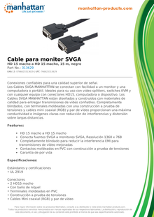 CABLE MANHATTAN PARA MONITOR SVGA 15M M-M