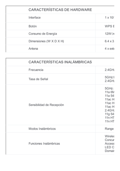 Repetidor / Extensor de Cobertura WiFi AC, 2600 Mbps, doble banda 2.4 GHz y 5 GHz, con 1 puerto 10/100/1000 Mbps, 4 antenas externas