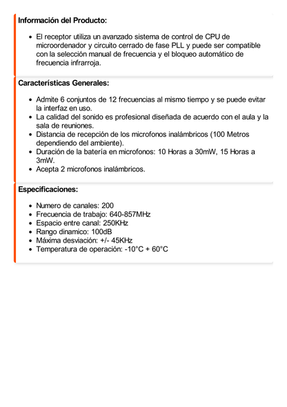 Kit de Microfonía inalámbrico | 2 Micrófonos de mano | Receptor UHF | Pantalla LCD | 200 Canales | Gran cobertura