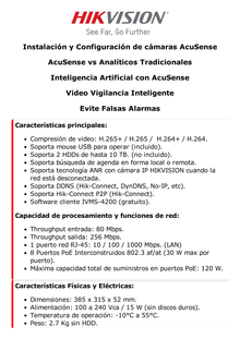 (ACUSENSE / Evita Falsas Alarmas) NVR 12 Megapixel (4K) / Reconocimiento Facial / 8 Canales IP / Base de Datos / 8 Puertos PoE+ / 2 Bahías de Disco Duro /  Switch PoE 300 mts Modo Extendido