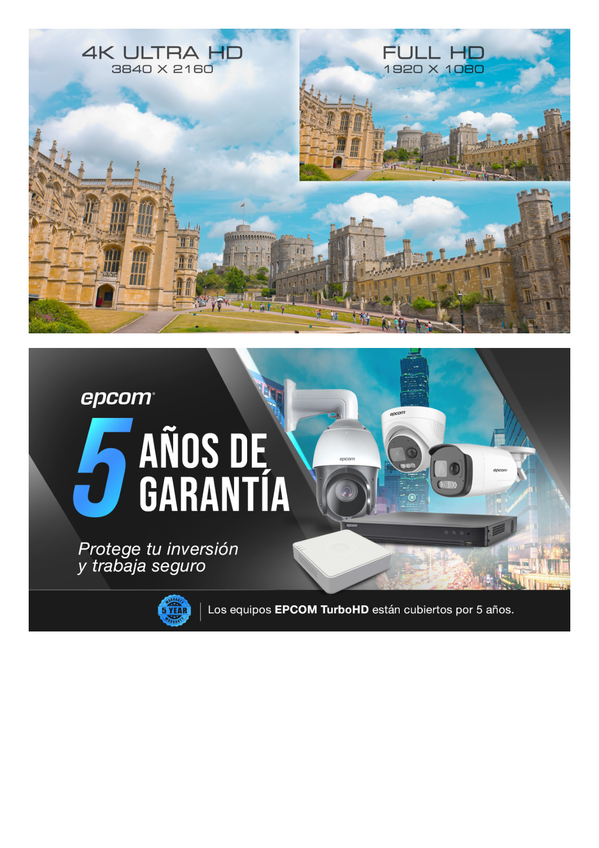 Bala TURBOHD 4K (8 Megapixeles) / Gran Angular 102º / Lente 2.8 mm / Exterior IP67 / IR EXIR 60 mts / dWDR