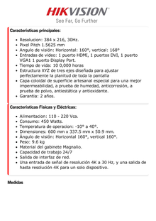 Pantalla LED Full Color / Entrada HDMI - VGA - DVI - DP / Interior / Soporta hasta 4K