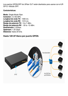 UFiber Módulo GPON C+ SFP para UFiber OLT, hasta 128 UF-Nano por puerto GPON.