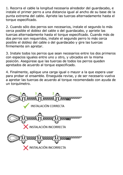 Nudo/ Perro/ Abrazadera Acero Forjado para Cable de 3/16" Galv. Inmersión en Caliente.