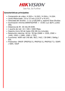 Domo IP 4 Megapixel / Lente Mot. 2.8 - 12 mm / 30 mts IR EXIR / IK10 / IP67 / Reconocimiento Facial / WDR 140 dB / DeepinView / Búsqueda por Atributos / Heat Map / ACUSENSE / Micro SD