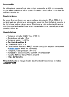 Fuente de Alimentación con Gabinete de 4 Salidas de 11 - 15 Vcc / 5 Amper /  Voltaje de Entrada: 96 - 264 Vca / Soporta Protección contra Sobrecorriente de Salida, Protección contra Cortocircuito / Led Indicador