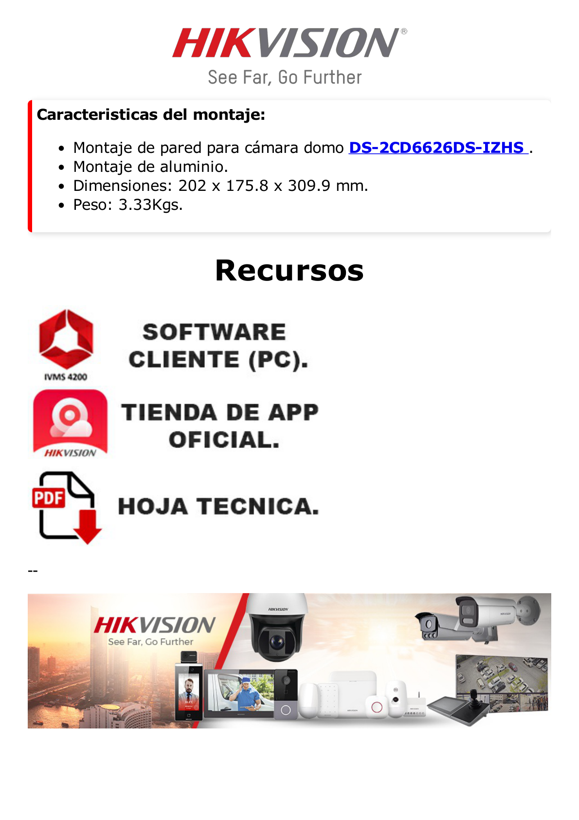 Montaje de Pared Anticorrosivo para cámaras Domo Hikvision