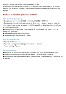 Par de Herrajes para sujeción de línea de vida para STZ30G, STZ35G y STZ45.