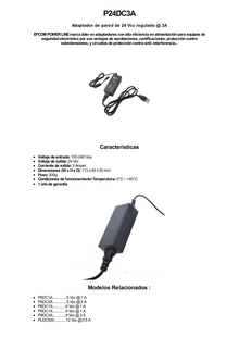 Fuente de Poder de 24 Vcc Regulado @ 3A / UL / Voltaje de Entrada de 100-240 Vca