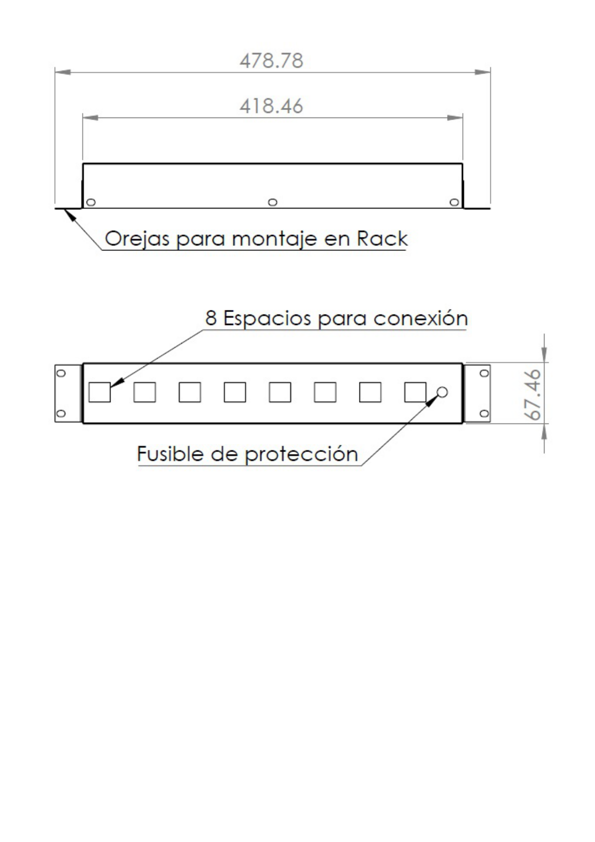 Tomacorriente Multiple Horizontal para Rack 19".