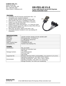 Tarjeta PCI Express X-Media XM-PEX-4S con 4 puertos seriales DB9 RS232 velocidad de transferencia 115Kbps por puerto