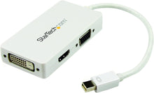 ADAPTADOR MINI DISPLAYPORT A VGA DVI O HDMI - CONVERTIDOR A/V 3 EN 1 PARA VIAJES - 1080P - 1920X1200 - BLANCO