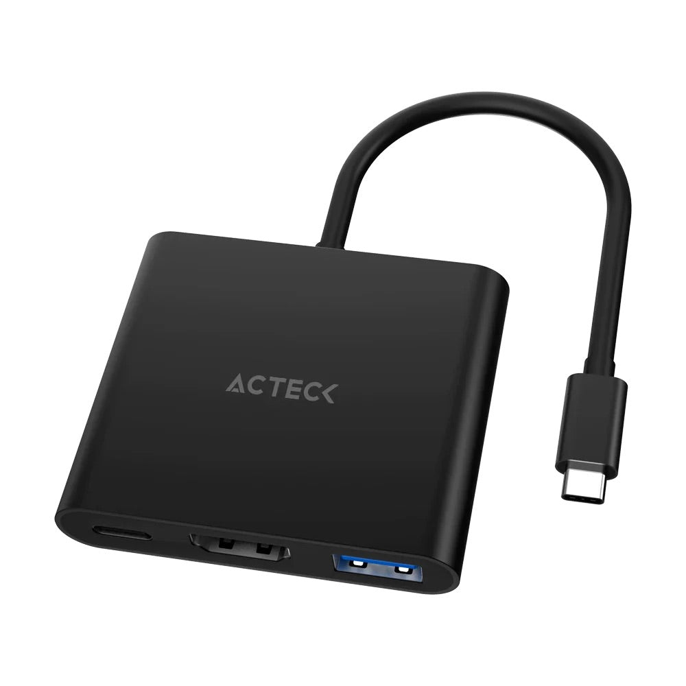 Adaptador Acteck Shift Plus AH445 3 en 1 Para Video Hasta 4k USB C a HDMI/USB 3.0/PD 100W Macho a Hembra