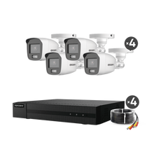 Kit TurboHD 1080p / DVR 4 Canales / 4 Cámaras Bala ColorVu con Microfono Integrado / Fuente de Poder / Accesorios de Instalación