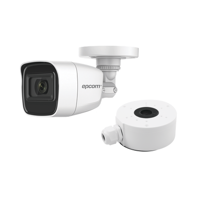 KIT DE CÁMARA + MONTAJE / Cámara Bala TURBOHD 2 Megapixel (1080p) / Gran Angular 106° / Lente 2.8 mm / 25 mts IR EXIR / Exterior IP66 / 4 Tecnologías / dWDR