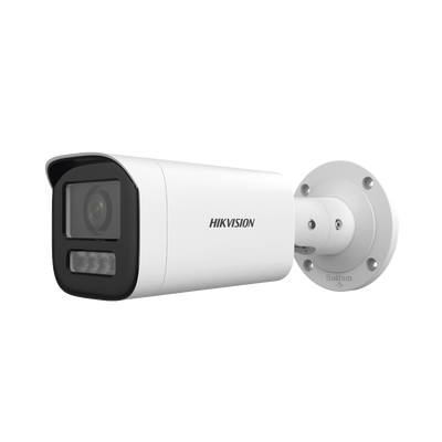 Bala IP 4 Megapíxel / Lente Motorizado 2.8 a 12 mm / Dual Light (50 mts IR + 50 mts Luz Blanca) / ACUSENSE Lite / Microfono Integrado / Exterior IP67 / WDR 120 dB / PoE / ONVIF / Micro SD