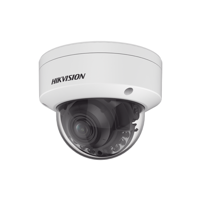 [Dual Light + ColorVu] Domo IP 4 Megapixel / Lente 3.6 - 9 mm / 40 mts IR + 40 mts Luz Blanca / WDR 130 dB / Exterior IP67 / IK10 / Captura Facial / Videoanaliticos (Filtro de Falsas Alarmas) / MicroSD