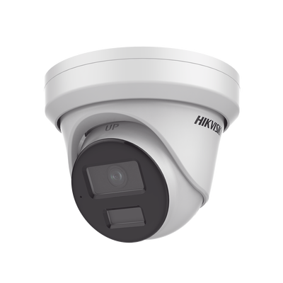 Turret IP 4 Megapixel / Lente 2.8 mm / Dual Light (40 mts IR + 40 mts Luz Blanca / DARKFIGHTER S / Microfono Integrado /  Exterior IP67 / WDR 130 dB /  4 Analíticos: AcuSense, Deteccion Facial, Conteo de Personas por Cruce y Zona