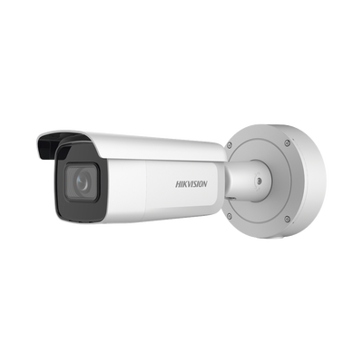 Bala IP 4 Megapixel / Lente Mot. 2.7 a 13.5 mm / 60 mts IR EXIR / Exterior IP67 / IK10 / Anticorrosivo / WDR 120 dB / PoE + / Micro SD / 4 Analíticos: AcuSense, Deteccion Facial, Conteo de Personas por Cruce y Zona