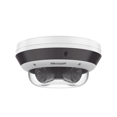 PanoVu Series / Vista Panorámica 360º / 4 Lentes Mot. 2.8 a 8 mm (4 Megapixel por Lente) / 16 Megapixel en Total / WDR 120 dB / DARKFIGHTER / Exterior IP67 / IK10 / PoE+ / 30 mts IR / Micro SD