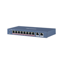 Switch PoE+ / No Administrable / 7 Puertos 100 Mbps PoE+ / 1 Puerto 100 Mbps PoE++ (60 W) / 2 Puertos 1000 Mbps Uplink / PoE hasta 250 Metros / 110 Watts