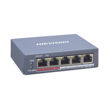 Switch Monitoreable PoE+ / 4 puertos 100 Mbps PoE+ / 1 Puerto 100 Mbps Uplink / PoE hasta 250 Metros / 60 Watts / Conexión Remota desde Hik-PartnerPro