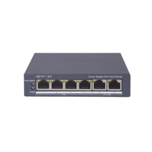 Switch Gigabit PoE+ / Administrable / 4 Puertos 1000 Mbps PoE+ / 2 Puertos 1000 Mbps Uplink / Configuración Nube Hik-PartnerPro / Modo Extendido hasta 300 Metros / 45 Watts