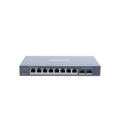 Switch Gigabit PoE+ / Administrable / 8 Puertos Gigabit PoE+ / 2 Puertos SFP / Configuración Remota desde Hik-PartnerPro / PoE Hasta 300 Metros / 110 W