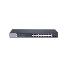 Switch Gigabit PoE+ / Administrable / 24 Puertos 1000 Mbps PoE+ / 2 Puertos SFP / Configuración Remota desde Hik-PartnerPro / PoE Extendido 250 Metros / 370 Watts