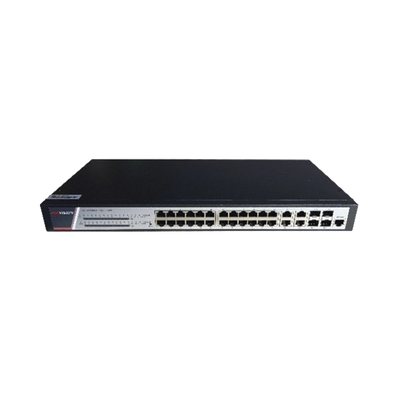 Switch Gigabit PoE+ / Administrable / 24 Puertos 1000 Mbps PoE+ / 4 Puertos 1000 Mbps + 4 Puertos SFP de Uplink / 370 Watts / Soporta IGMP