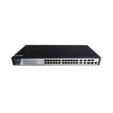 Switch Gigabit PoE+ / Administrable / 24 Puertos 1000 Mbps PoE+ / 4 Puertos 1000 Mbps + 4 Puertos SFP de Uplink / 370 Watts / Soporta IGMP