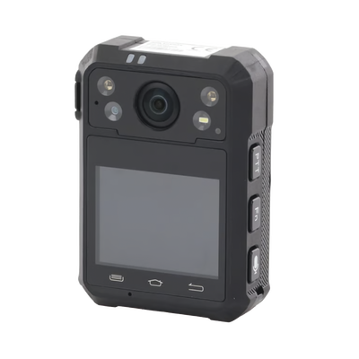 Body Camera Portátil / Grabación a 1920 × 1080p / Pantalla Frontal 1.77" TFT / Conexión Remota 4G / WiFi / GPS / Fotos de Hasta 40 Megapixel / IP68 / H.265 / 128 GB de Almacenamiento / Microfono Integrado