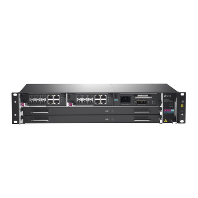 DeltaStream - OLT Módular GPON / Conexión de hasta 4,096 ONUs / 2 Tarjetas Main / Puertos Gigabit RJ45 Uplink / 4 Puertos SFP+ Uplink / Fuente Redundante AC- DC (incluida) / Administración desde la nube (DPMS)