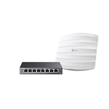 Kit de access point EAP245 y switch PoE TL-SG108PE, doble banda AC, hasta 1750 Mbps, 1 puerto Gigabit