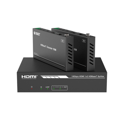 Splitter mas Extensor de Video | 1x2 | ProAV | HDBaseT™ | 120m en 4K@60Hz | 150m en 1080p@60Hz | Cat6/6a/7 | Gestión Avanzada EDID | Control IR y RS232 | PoC | Salida de Audio